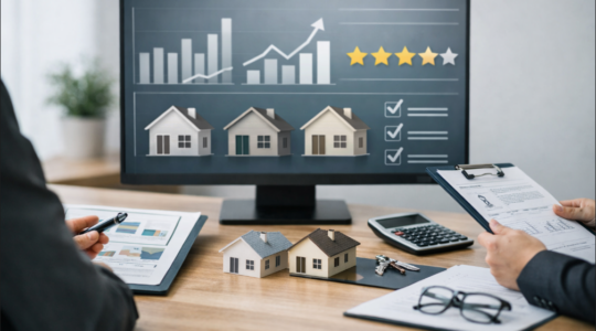 ordinateur et analyse agence immobiliere