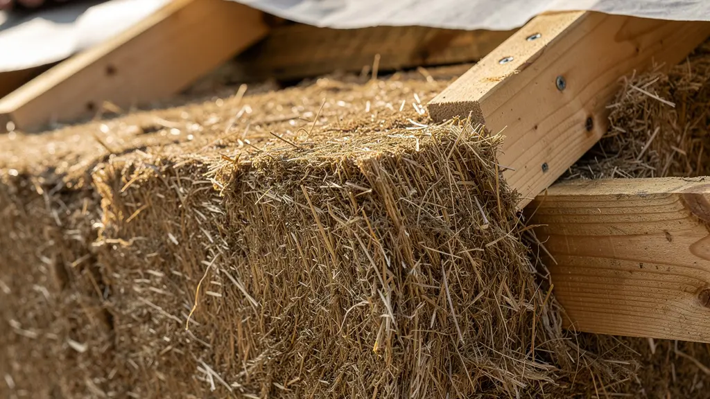 Coupe comparative montrant l'installation de laine de bois entre chevrons de toiture