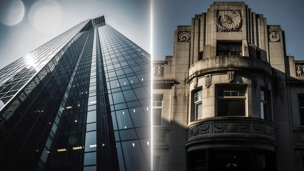 Représentation symbolique des différences entre SCPI et club deal immobilier avec métaphore architecturale