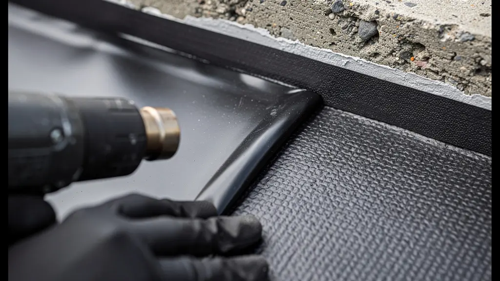 Installation professionnelle d'une membrane d'étanchéité EPDM sur terrasse