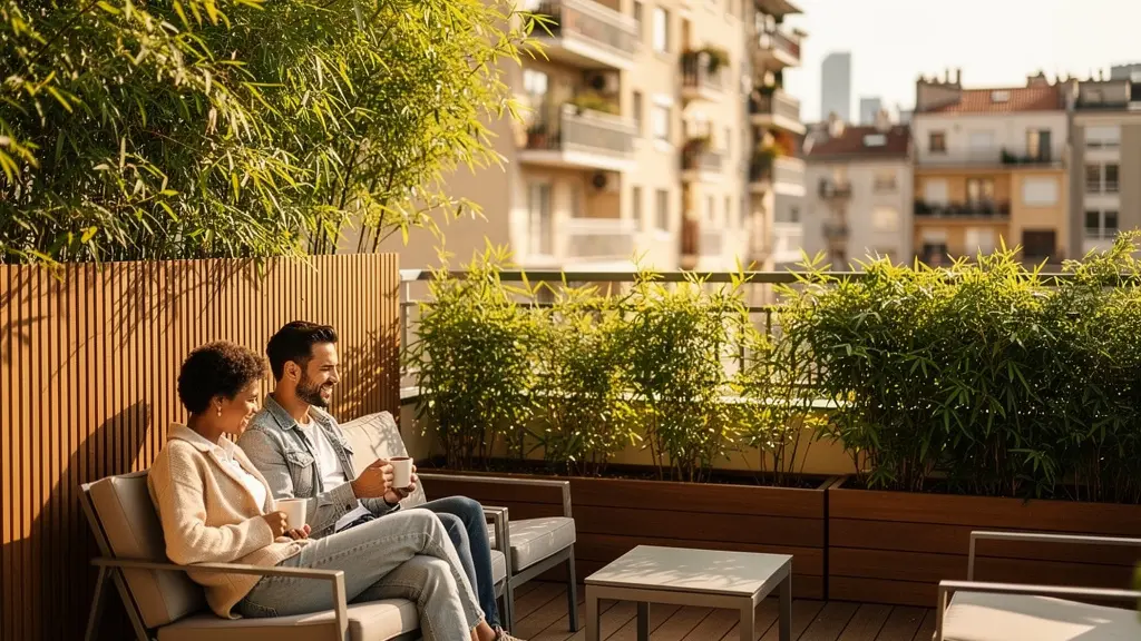 Aménagement de brise-vue végétalisés sur terrasse urbaine